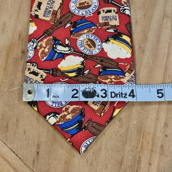 Blue Bell Tie Ice Cream Rare 100% Silk Rare Buffalo Bay Red Scoop Logo - Picture 3 of 6